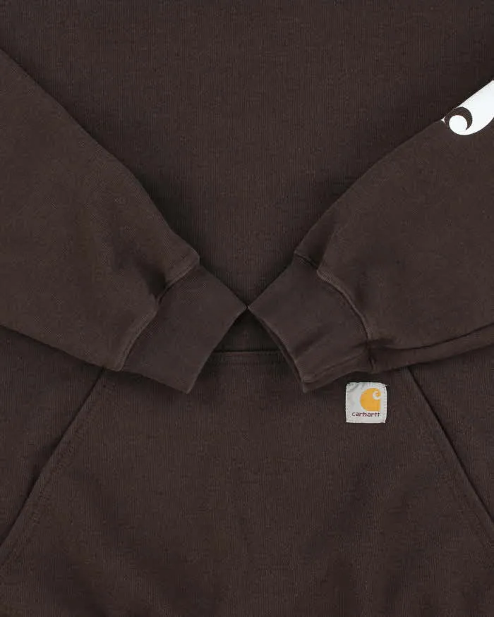 Vintage Carhartt Brown Midweight Sleeve Logo Tall Original Fit Pullover Hoodie - L sold by Rokit product image thumbnail 4
