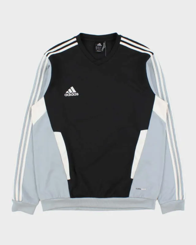 Vintage Adidas Climawarm Classic Tri Tone Embroidered V-Neck Sweatshirt - XL made by Adidas