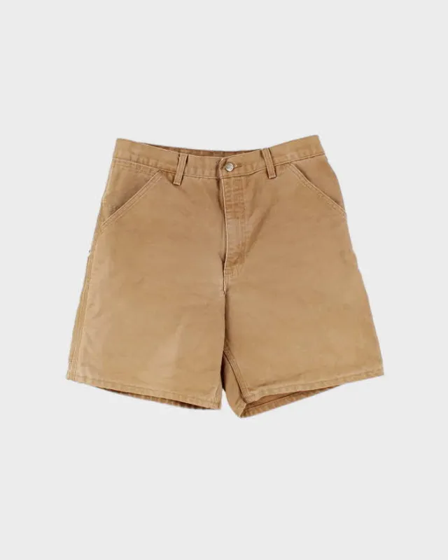 Vintage 1999 Carhartt B25 BRN Union Made In USA Duck Canvas Wide Leg Relaxed Fit Knee Carpenter Shorts - W32 made by Carhartt