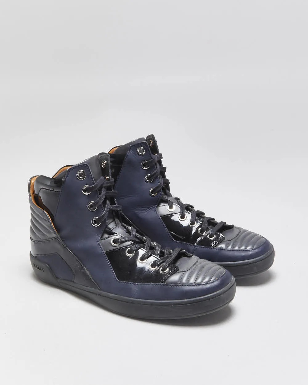 2022 Bally Women's Etman/025 Navy Rubberised / Black Patent Leather High Top Trainers - UK5.5 sold by Rokit
