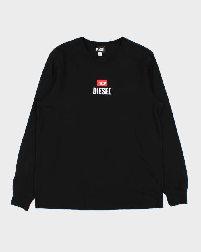 Vintage Diesel Classic Logo Slim Fit Crewneck Long Sleeve T-Shirt - M sold by Rokit