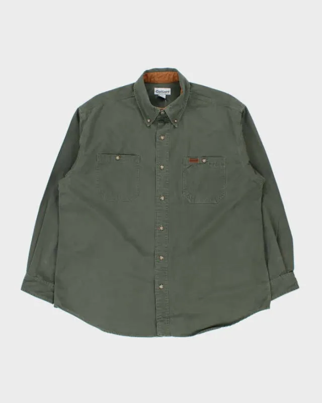 Vintage Y2K 00s Carhartt Moss Canvas Long Sleeve Tradesman Shirt - XL made by Carhartt