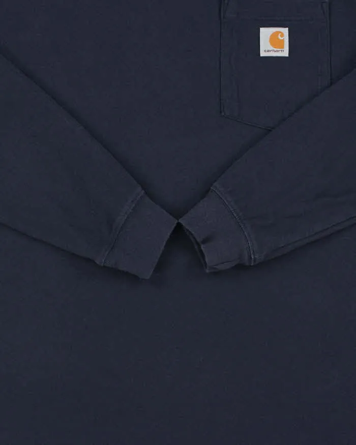 Vintage Carhartt Navy Heavyweight Loose Fit Crewneck Long Sleeve Pocket T-Shirt - M sold by Rokit product image thumbnail 4