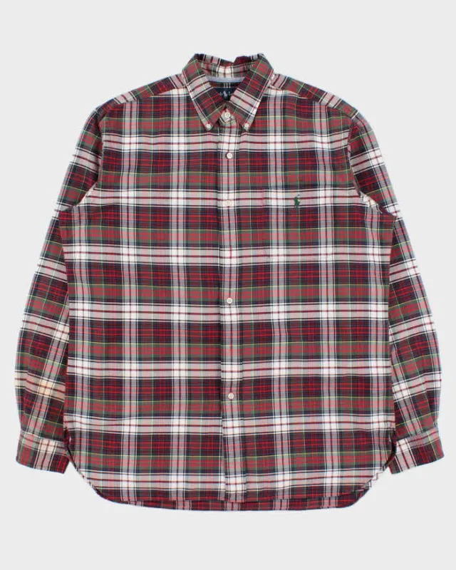 Vintage 1990s Ralph Lauren Classic Tartan Plaid Long Sleeve Pocket Shirt - L made by Ralph Lauren