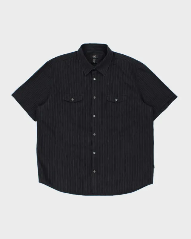 Vintage 1990s Calvin Klein Striped Pocket Short Sleeve Shirt - XL made by Calvin Klein