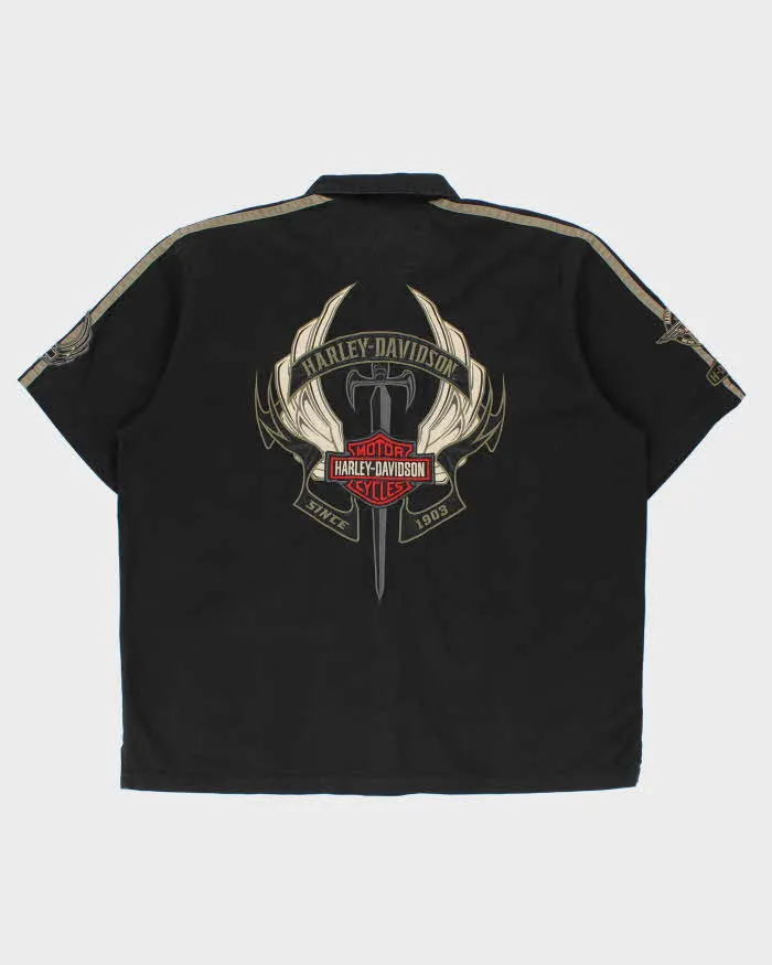 Vintage Y2K 00s Harley Davidson Embroidered Heavyweight Canvas Short Sleeve Biker Shirt - XXL sold by Rokit product image thumbnail 2