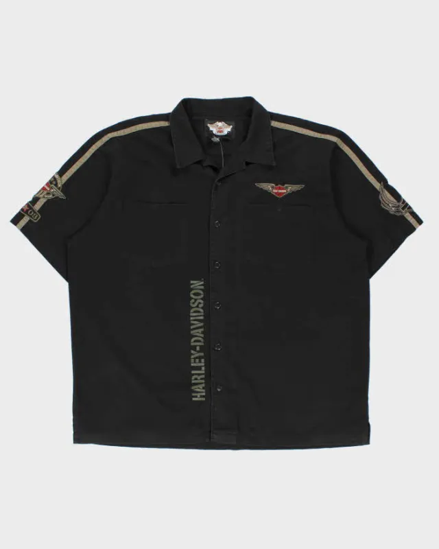 Vintage Y2K 00s Harley Davidson Embroidered Heavyweight Canvas Short Sleeve Biker Shirt - XXL made by Harley-Davidson