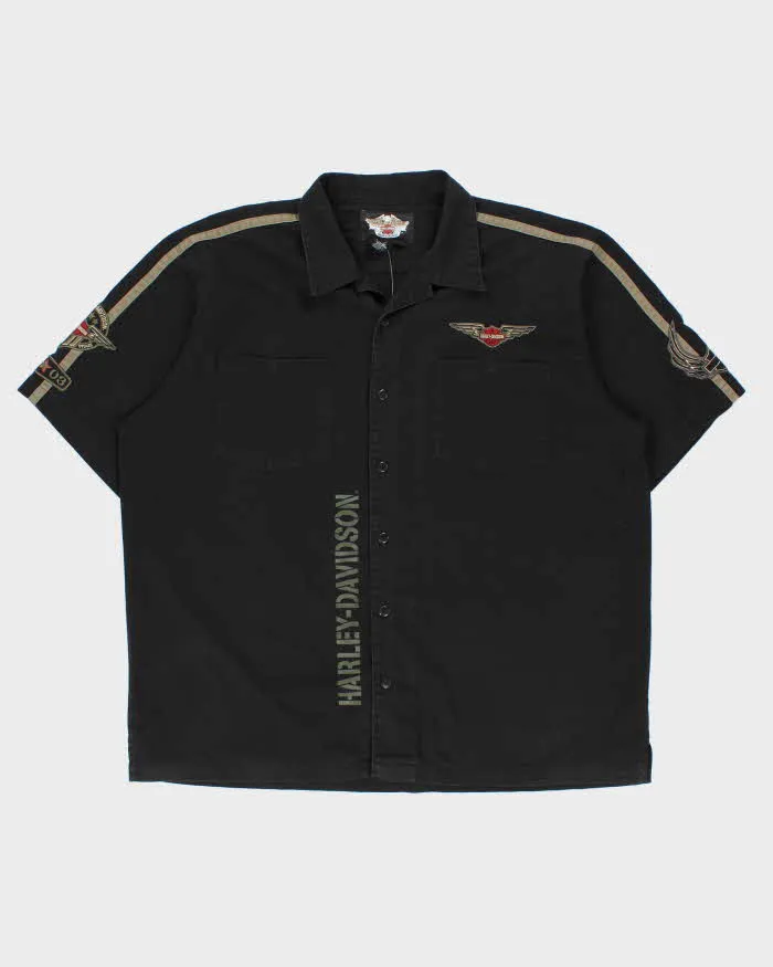 Vintage Y2K 00s Harley Davidson Embroidered Heavyweight Canvas Short Sleeve Biker Shirt - XXL sold by Rokit