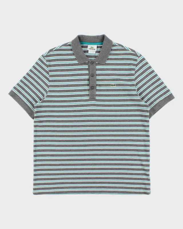 Vintage Y2K 00s Lacoste Striped Classic Croc Short Sleeve Polo Shirt - L made by Lacoste