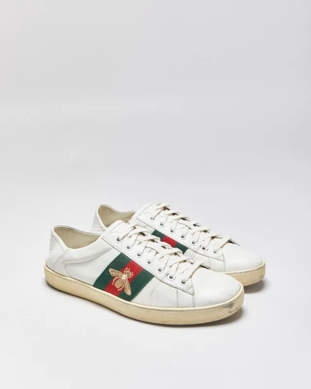 2023 Gucci Women's White Calfskin Leather Web Ace Low Trainers - UK6 made by Gucci