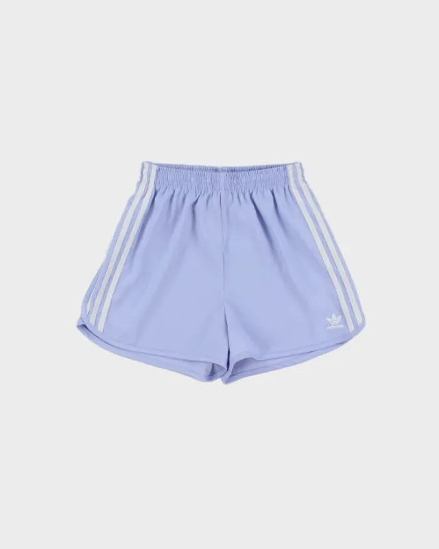 Adidas Originals Women's Lavender 3-Stripe Satin Firebird Mini Shorts - XS made by Adidas