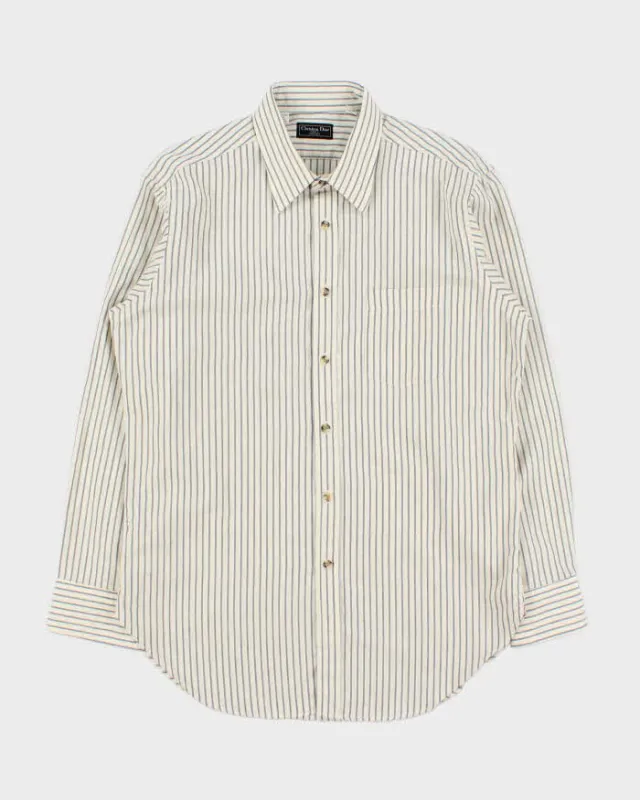 Vintage 1990s Christian Dior Striped Long Sleeve Shirt - L made by Dior