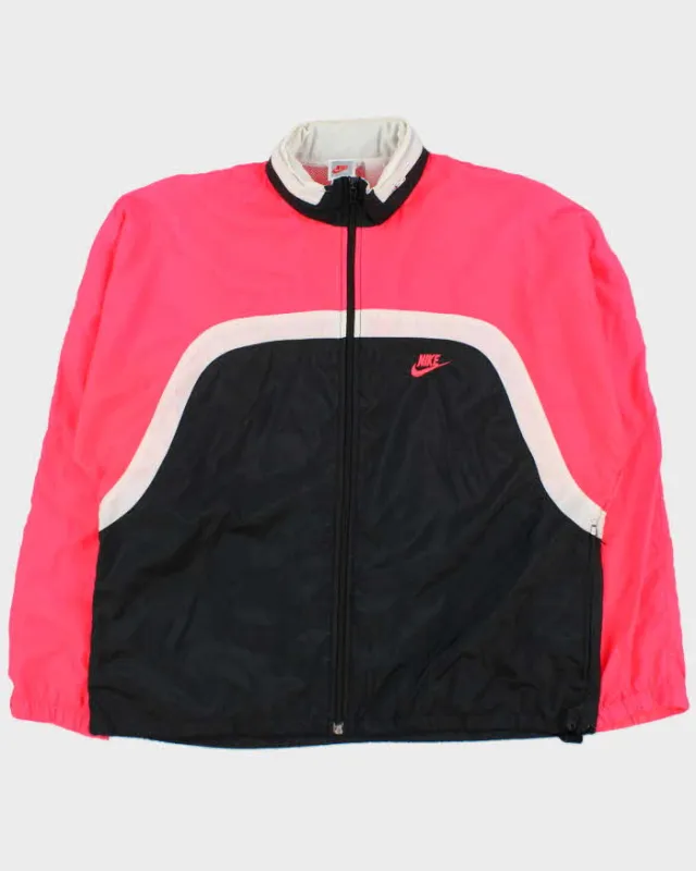 Vintage 1988 Nike Neon Pink Shell Hooded Windbreaker Jacket - L made by Nike