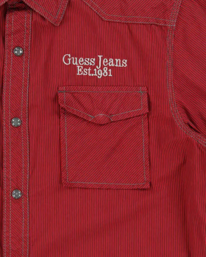 Vintage Y2K 00s Guess Jeans Pearl Snap Button Striped Short Sleeve Western Shirt - M sold by Rokit product image thumbnail 4