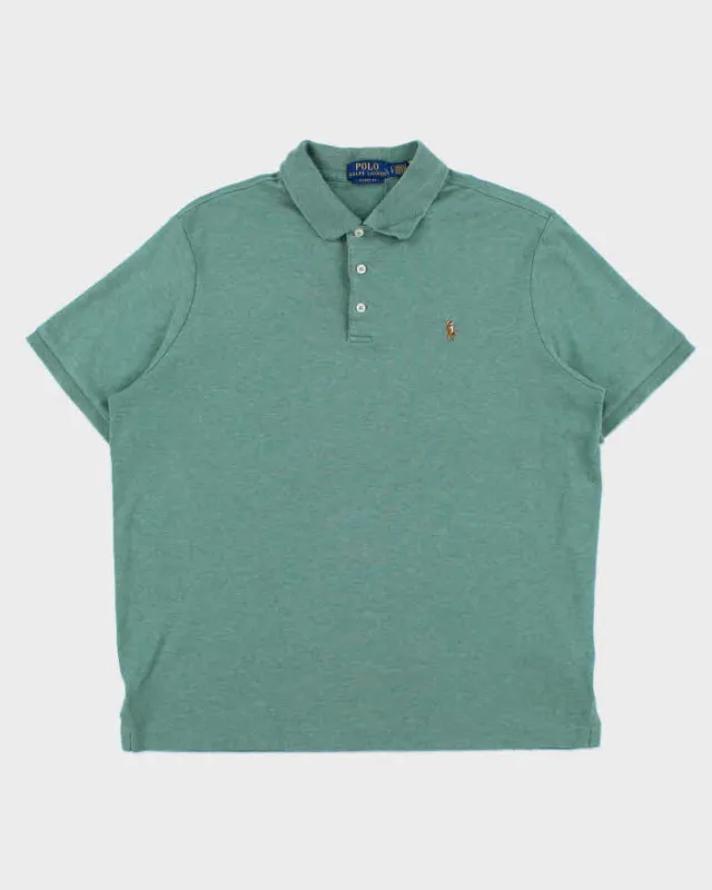 Vintage Polo Ralph Lauren Sage Green Marl Classic Fit Short Sleeve Polo Shirt - L made by Ralph Lauren