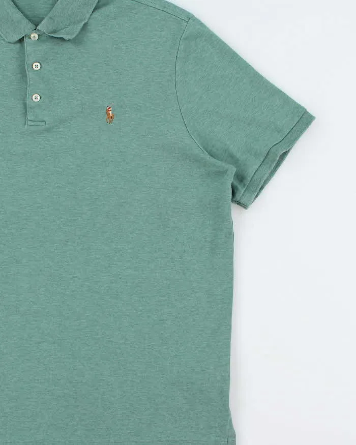 Vintage Polo Ralph Lauren Sage Green Marl Classic Fit Short Sleeve Polo Shirt - L sold by Rokit product image thumbnail 3