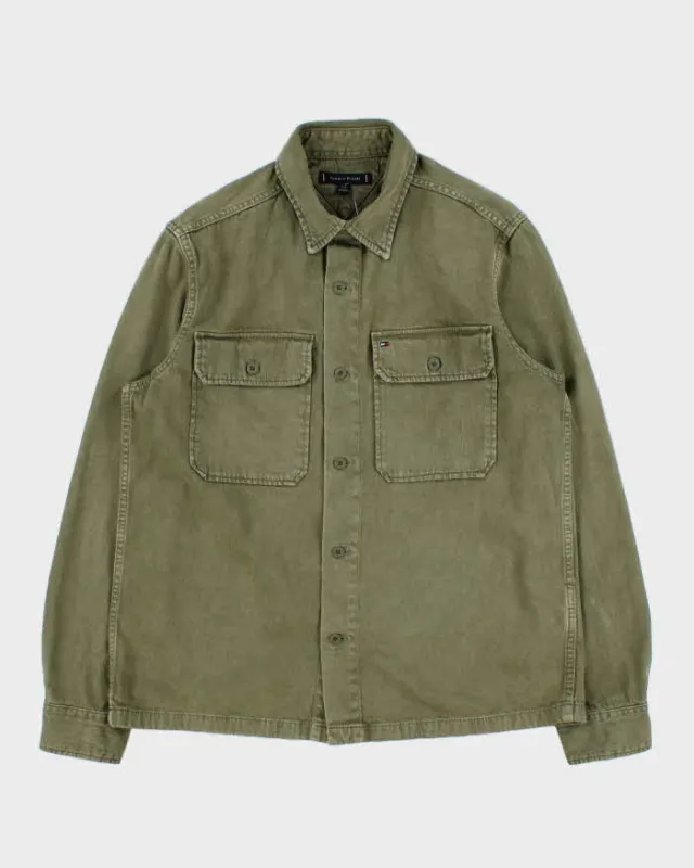 Vintage Tommy Hilfiger Khaki Heavyweight Utility Denim Over Shirt - S made by Tommy Hilfiger