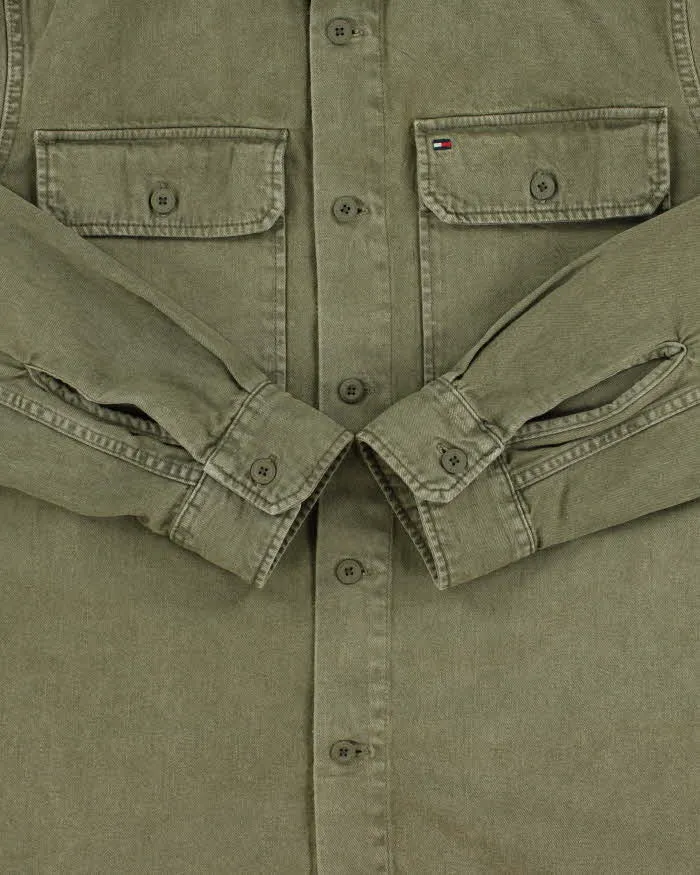 Vintage Tommy Hilfiger Khaki Heavyweight Utility Denim Over Shirt - S sold by Rokit product image thumbnail 4