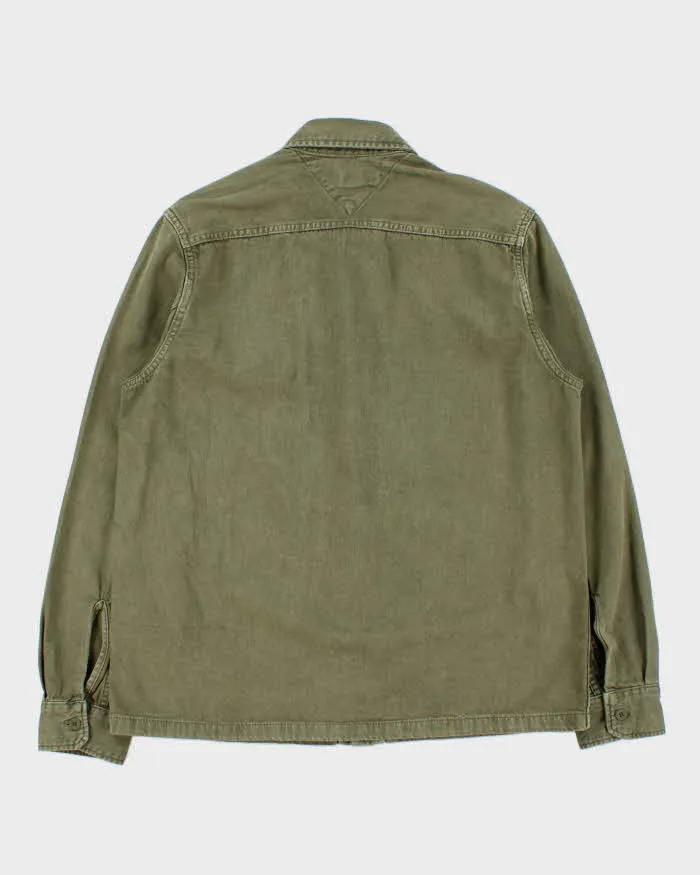 Vintage Tommy Hilfiger Khaki Heavyweight Utility Denim Over Shirt - S sold by Rokit product image thumbnail 2