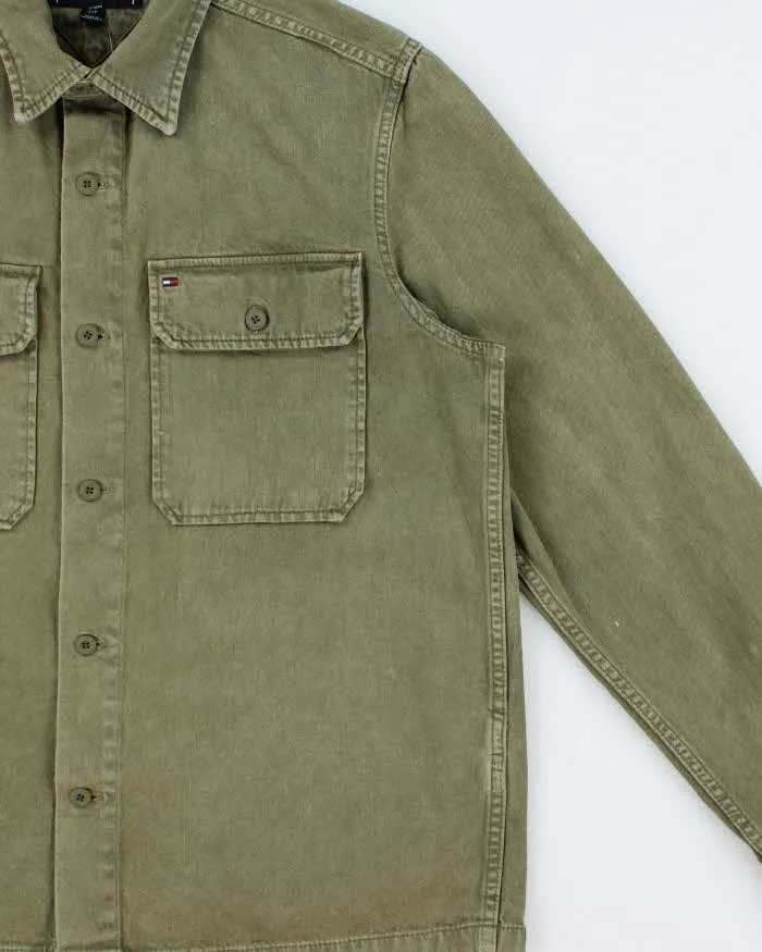 Vintage Tommy Hilfiger Khaki Heavyweight Utility Denim Over Shirt - S sold by Rokit product image thumbnail 3