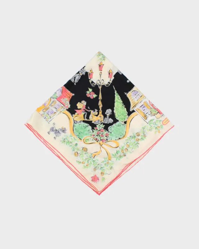 Vintage 2000s Salvatore Ferragamo 'Life In Paris' Hand Rolled Silk Scarf made by Salvatore Ferragamo