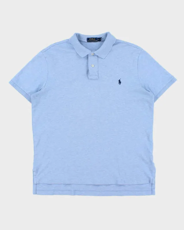 Vintage Polo Ralph Lauren Marl Sky Blue Classic Short Sleeve Polo Shirt - L made by Ralph Lauren
