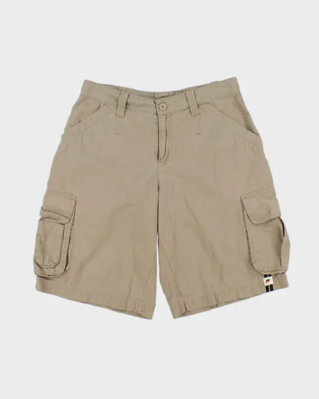 Vintage Y2K 00s Nike Khaki Canvas Relaxed Fit Baggy Cargo Skater Shorts - W34 made by Nike