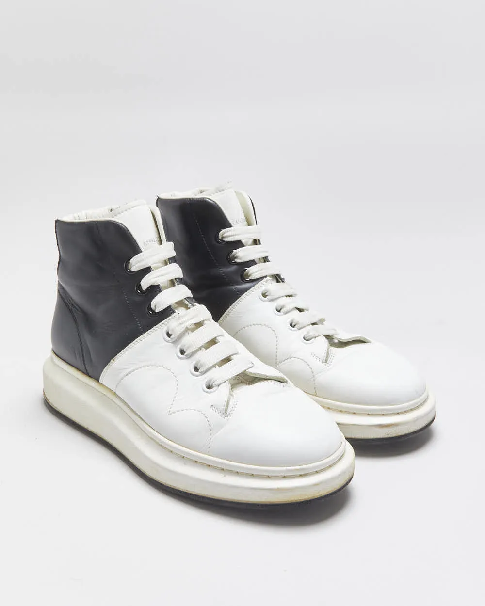 2021 Alexander Mcqueen Calfskin Leather Colourblock Exaggerated Sole High Top Trainers - UK7 sold by Rokit