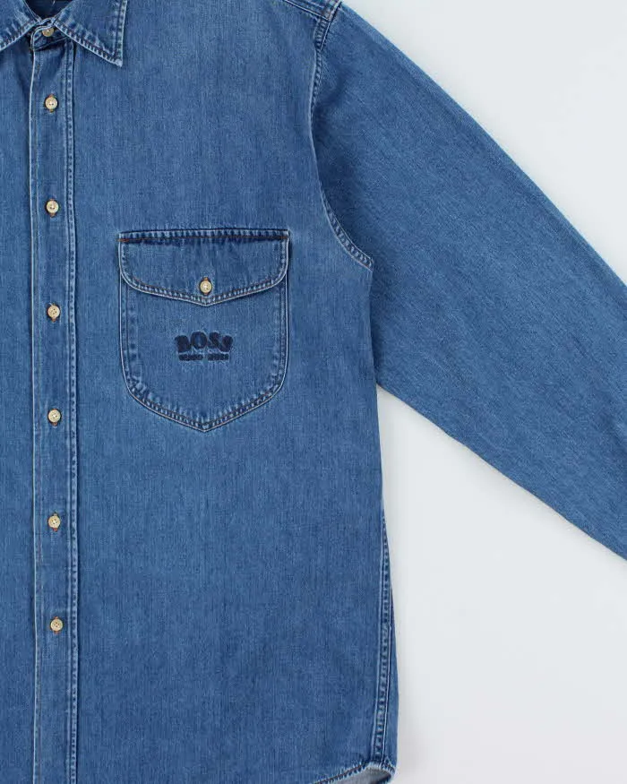 Vintage 1990s Hugo Boss Embroidered Long Sleeve Denim Shirt - M sold by Rokit product image thumbnail 3