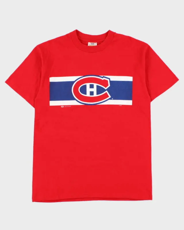 Vintage 1990s Bulletin NHL Montreal Canadiens Heavyweight Single Stitch Made In Canada Crewneck T-Shirt - L made by NHL