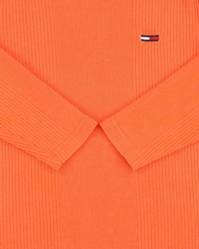 Vintage 1990s Tommy Jeans Heavyweight Ribbed Fitted Long Sleeve Notch-Neck T-Shirt - M sold by Rokit product image thumbnail 4