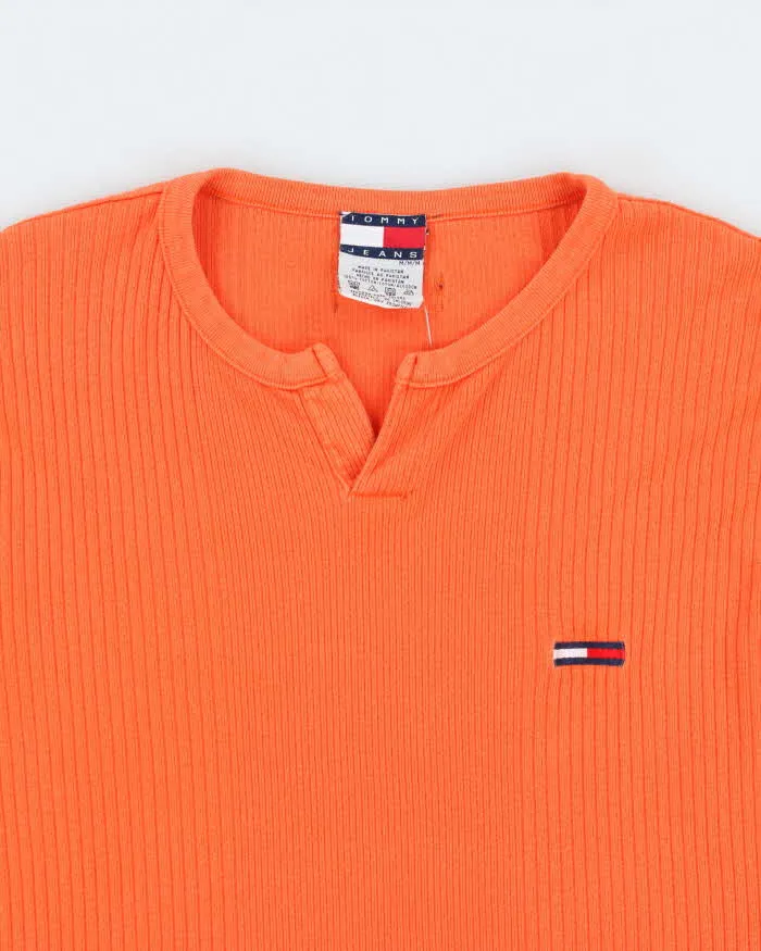 Vintage 1990s Tommy Jeans Heavyweight Ribbed Fitted Long Sleeve Notch-Neck T-Shirt - M sold by Rokit product image thumbnail 5