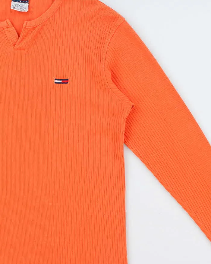 Vintage 1990s Tommy Jeans Heavyweight Ribbed Fitted Long Sleeve Notch-Neck T-Shirt - M sold by Rokit product image thumbnail 3