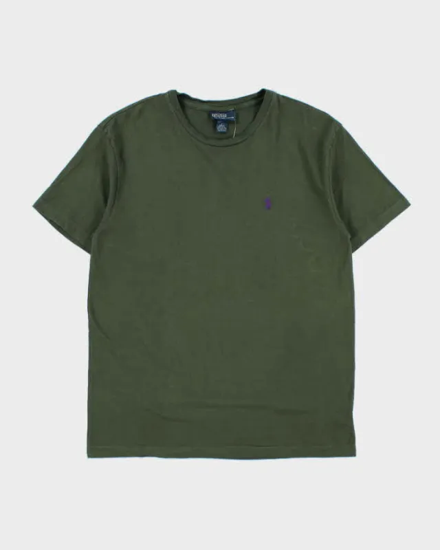 Vintage Y2K 00s Polo Ralph Lauren Khaki Classic Pony Single Stitch Crewneck T-Shirt - S made by Ralph Lauren