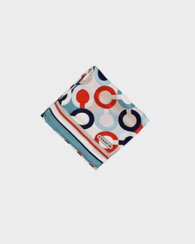 Vintage Y2K 00s Coach Multicoloured Signature Silk Scarf made by Coach