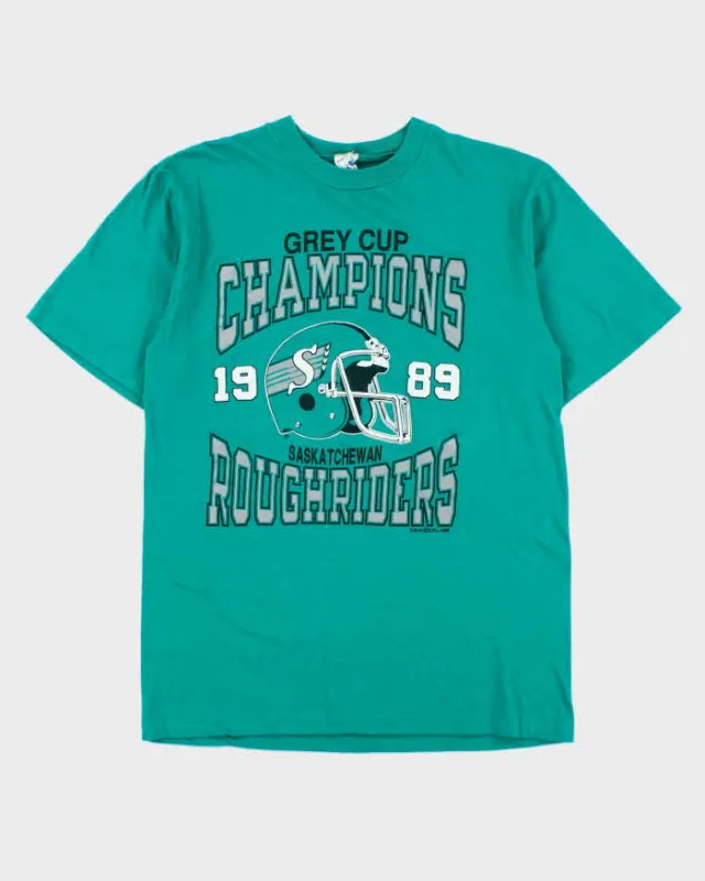 DS Vintage 1989 Saskatchewan Rough Riders Grey Cup Champions CFL Single Stitch Made In USA Crewneck T-Shirt - M made by Rokit