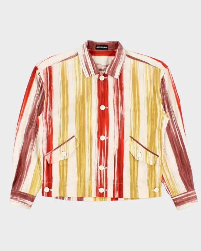 Vintage SS1994 Issey Miyake Paint Striped Lightweight Cotton Canvas Jacket - L made by Issey Miyake