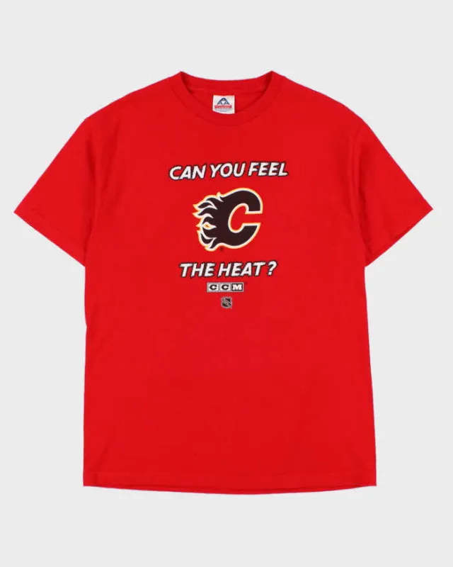 Vintage 1990s Galgary Flames NHL CCM Heavyweight Crewneck T-Shirt - L made by Rokit