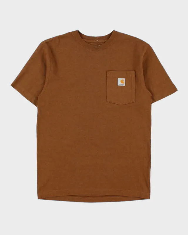 Vintage Carhartt Brown Marl Heavyweight Loose Fit Crewneck Pocket T-Shirt - S made by Carhartt