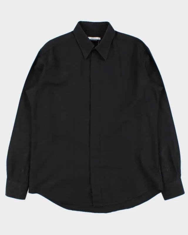 Vintage Versace Collection Black Classic Greek Key Monogram Long Sleeve Shirt - L made by Versace