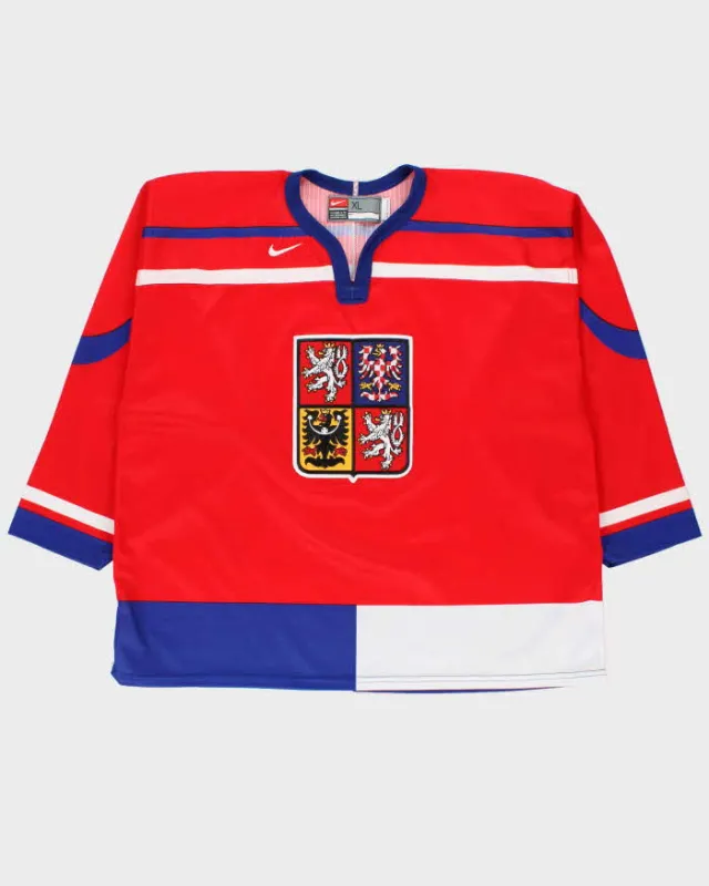 Vintage 2004 Y2K Nike Team Czech Republic Ice Hockey World Championship Official Home Jersey - XL made by Nike