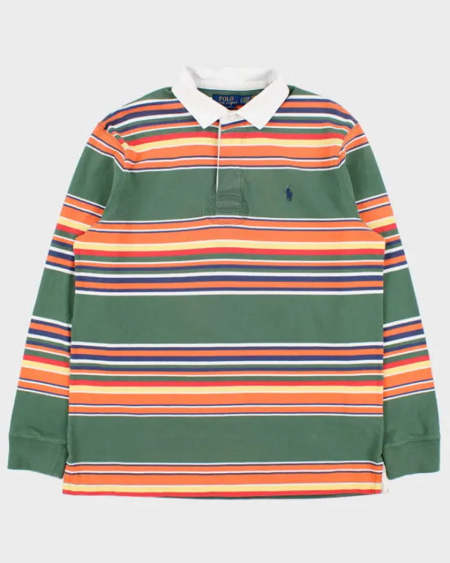 Vintage Polo Ralph Lauren Striped Classic Fit Long Sleeve Rugby Shirt - L made by Ralph Lauren