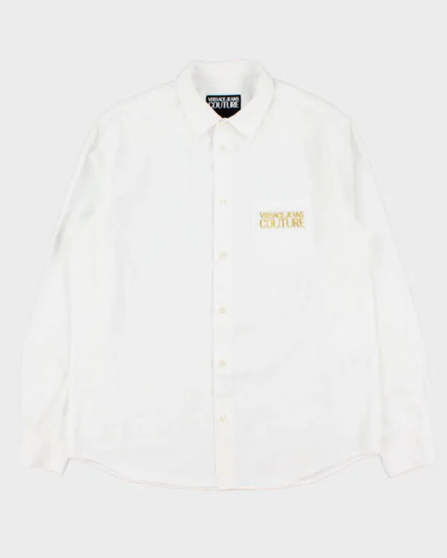 2021 Versace Jeans Couture Gold Embroidered Long Sleeve Pocket Shirt - L made by Versace