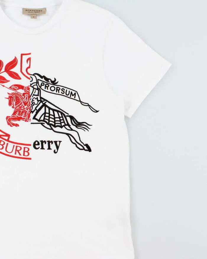 Burberry White Embroidered 'Soleford Splice' Heavyweight Crewneck T-Shirt - M sold by Rokit product image thumbnail 3