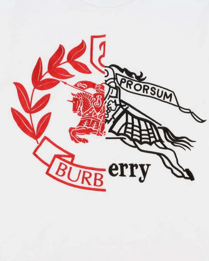 Burberry White Embroidered 'Soleford Splice' Heavyweight Crewneck T-Shirt - M sold by Rokit product image thumbnail 4