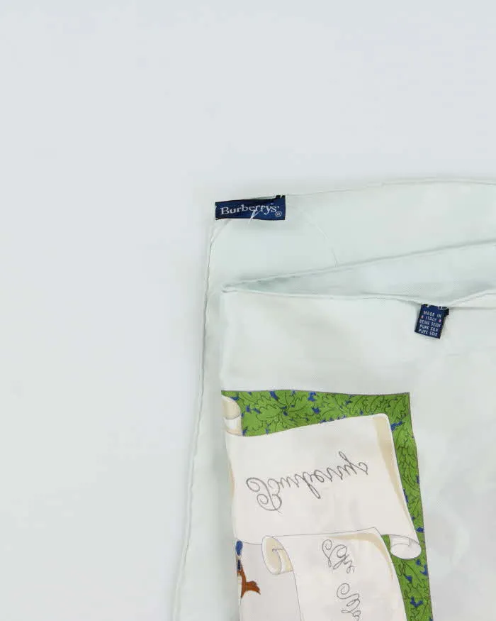 Vintage 1990s Burberry 'World Of Polo' Ice Blue Hand Rolled Silk Scarf sold by Rokit product image thumbnail 4