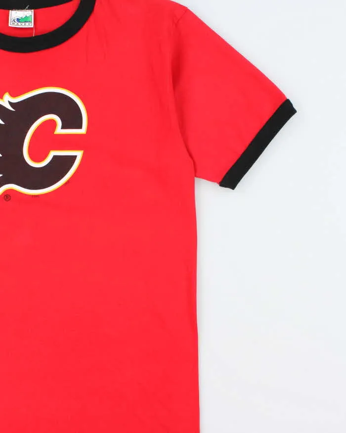Vintage 1990s Calgary Flames NHL Heavyweight Made In Canada Crewneck Ringer T-Shirt - L sold by Rokit product image thumbnail 3