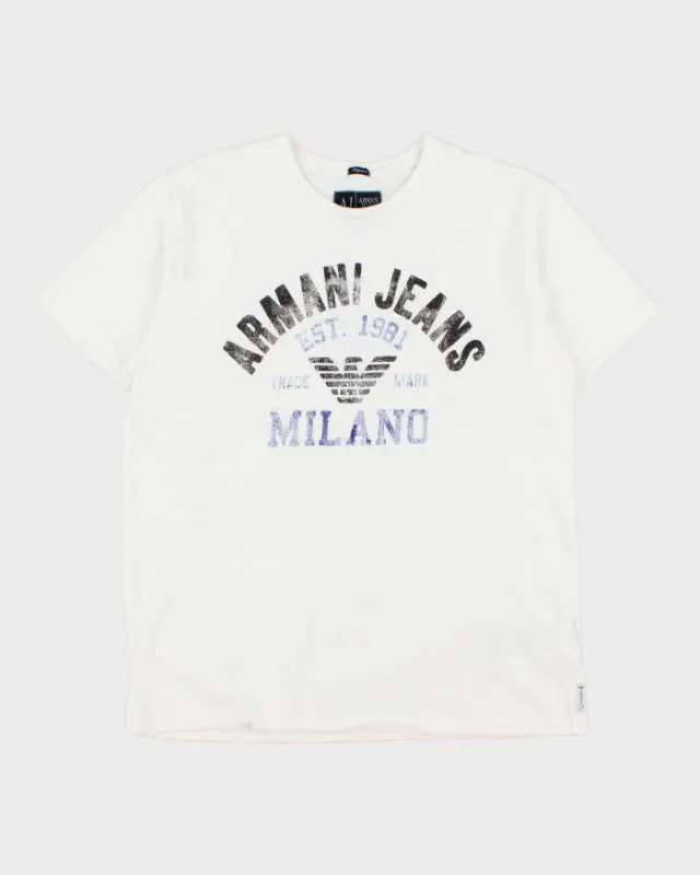Vintage Armani Jeans Classic Distressed Milano Regular Fit Crewneck T-Shirt - XL made by Giorgio Armani