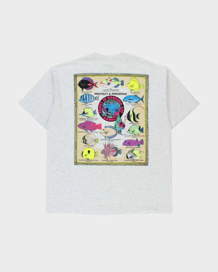 Vintage 1990s Fishes Of Hanauma Bay Hawaii Marl Grey Heavyweight Hanes Single Stitch Crewneck T-Shirt - XL sold by Rokit product image thumbnail 2