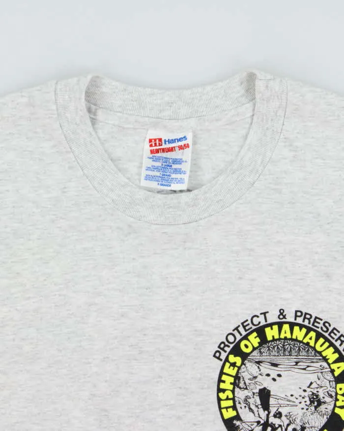 Vintage 1990s Fishes Of Hanauma Bay Hawaii Marl Grey Heavyweight Hanes Single Stitch Crewneck T-Shirt - XL sold by Rokit product image thumbnail 5